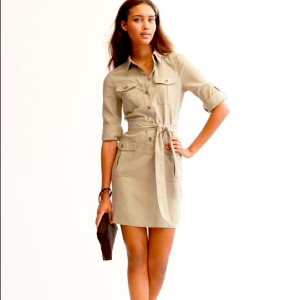 Banana Republic Silk Khaki Shirt Dress